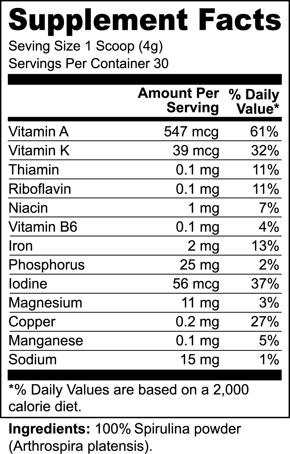 100% Spirulina Powder [Truebiolife