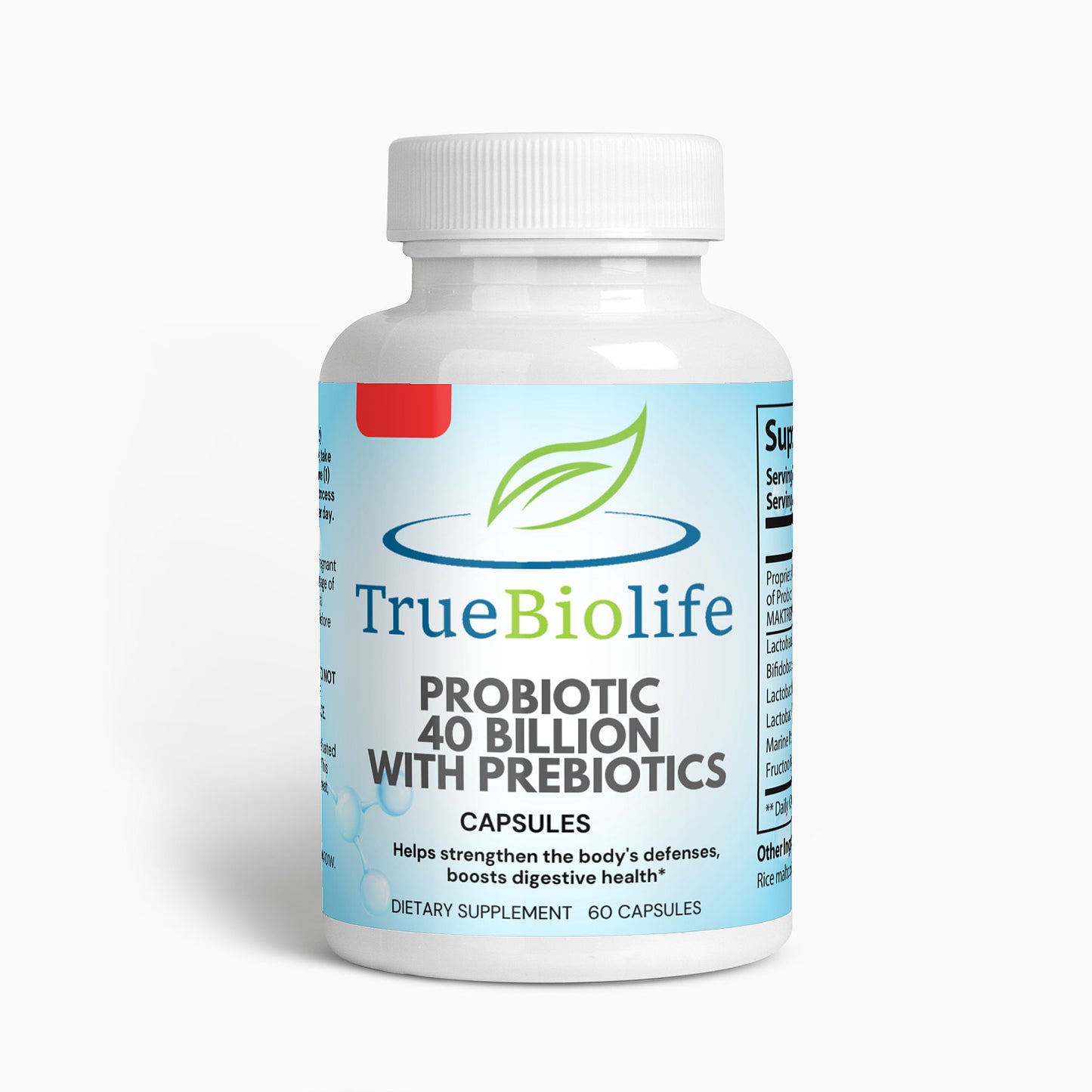 probiotic-40 billion with prebiotics-body defenses-digestive health-truebiolife.com